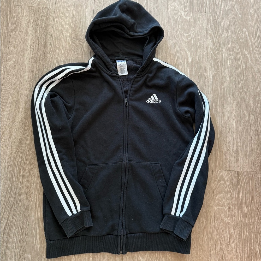 Adidas Mens 3 Stripe Zip-up Hoodie